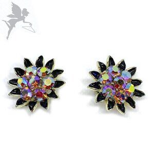 VINTAGE SIGNED LISNER 1950's MCM AB Starburst Earrings